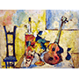 Guitar with Fruits in Red By Jean-Claude Mayodon.