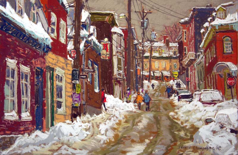 _ARCH_ After the Storm Marie-Anne Street, Quebec City (St. Sauveur Parish) by Horace Champagne, P.S.A - Galerie Lamoureux Ritzenhoff