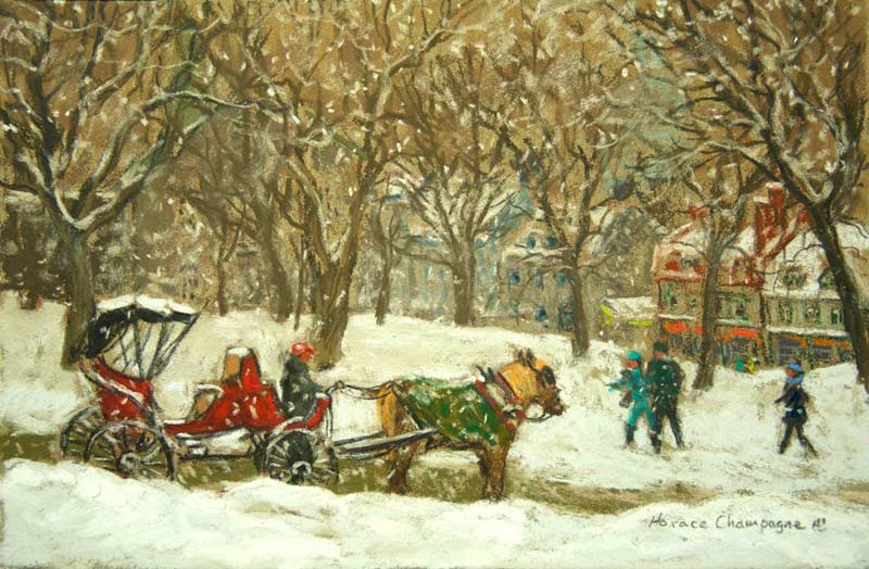 _ARCH_ Parc Place d'Armes (Vieux Qubec) par Horace Champagne, P.S.A - Galerie Lamoureux Ritzenhoff