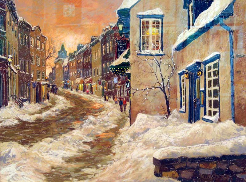 _ARCH_ Coucher de soleil orange sur la rue St-Louis, 1990 par Horace Champagne, P.S.A - Galerie Lamoureux Ritzenhoff