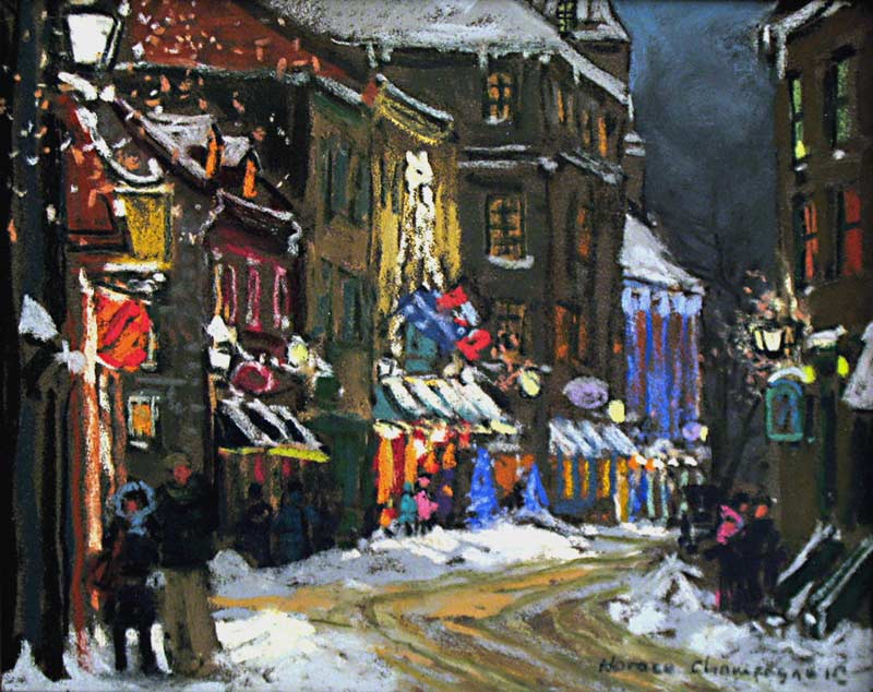 _ARCH_ Le Temps des Ftes (Rue St-Louis, Vieux Qubec) par Horace Champagne, P.S.A - Galerie Lamoureux Ritzenhoff