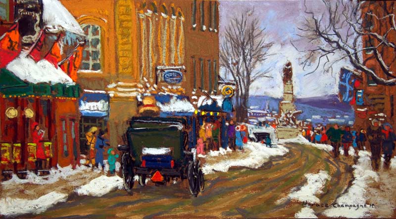 _ARCH_ Dimanche aprs-midi, rue St-Louis (Vieux Qubec) par Horace Champagne, P.S.A - Galerie Lamoureux Ritzenhoff