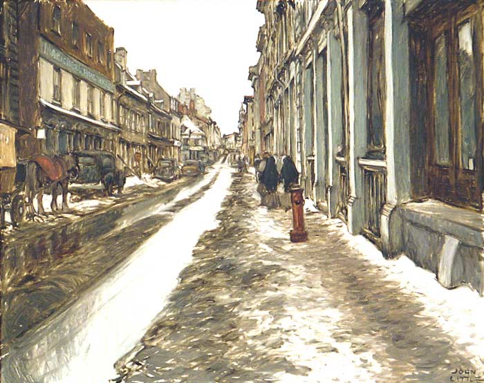 _ARCH_ St-Paul Street Towards Place Jacques-Cartier in the Old Days, circa 1978 by John Little, (R.C.A. / A.R.C.A.) - Galerie Lamoureux Ritzenhoff