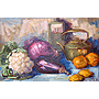 Still Life with Cabbages and Eggplant by Leo Ayotte