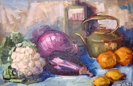 _ARCH_ Still Life with Cabbages and Eggplant by Leo Ayotte - Galerie Lamoureux Ritzenhoff